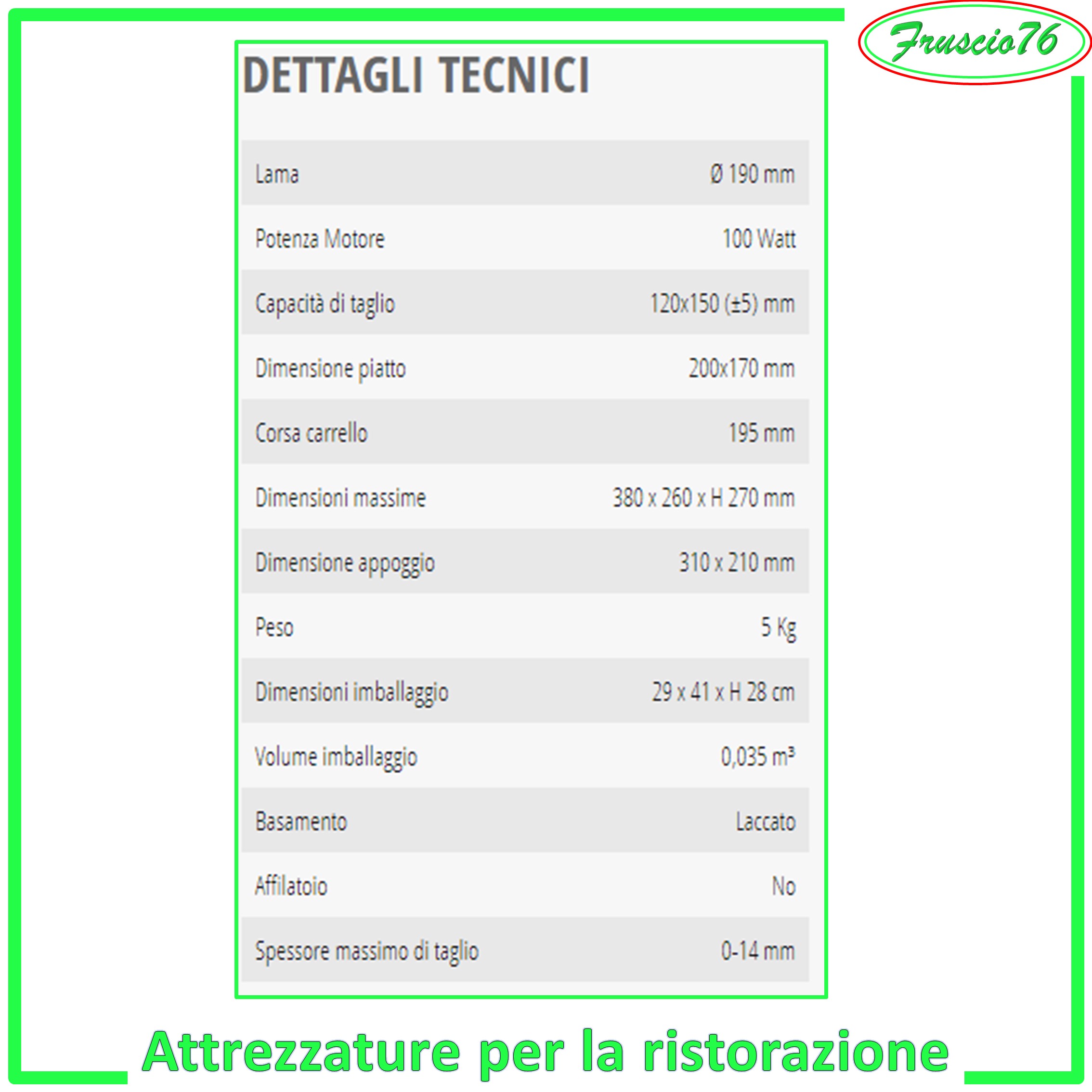 AFFETTATRICE Elettrica RGV AUSONIA 190 Domestica da per casa con Lama in Acciaio